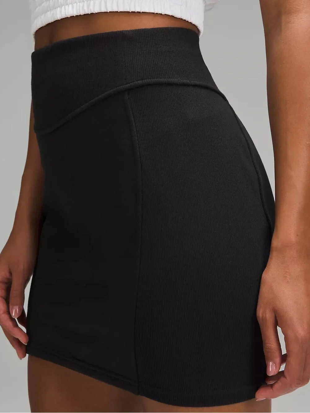 Lululemon Scuba High Rise Mini Skirt Black Cotton Blend Fleece Medium